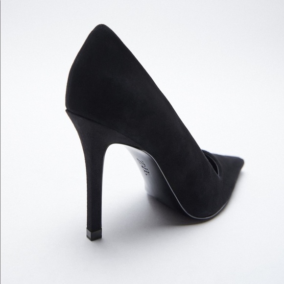 NWT. Zara Black Suede Leather High-Heel Shoes. Size 9. - Picture 3 of 7